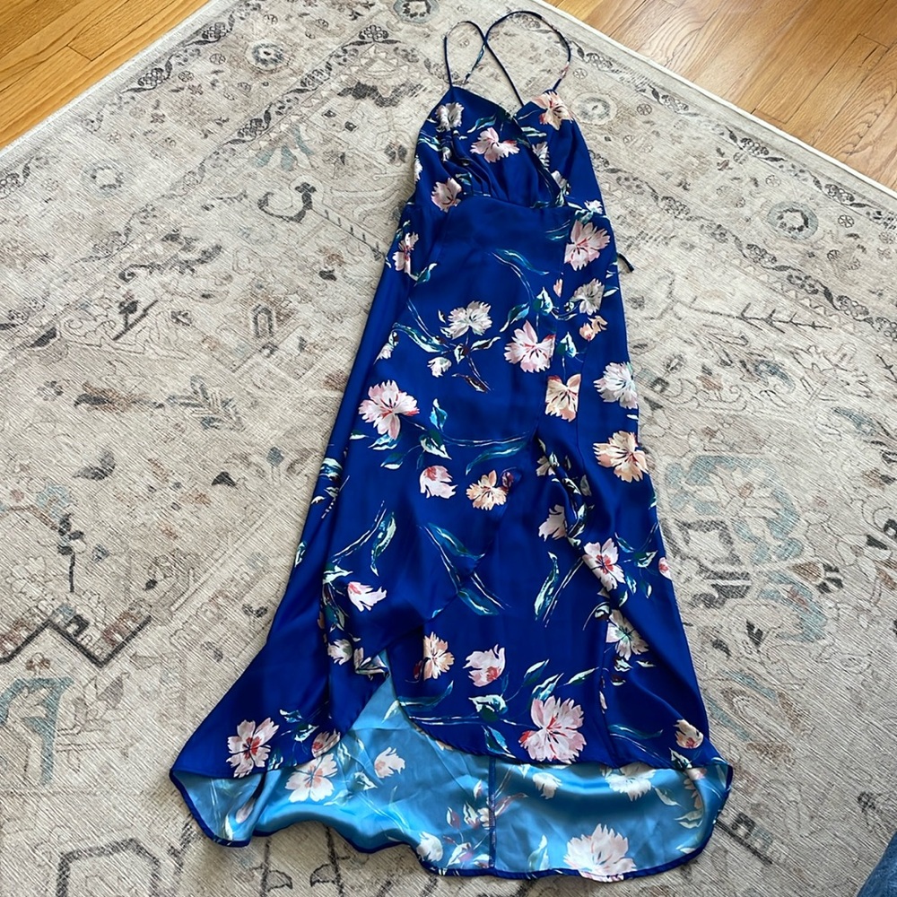 Lulus tropical blue maxi dress, size small